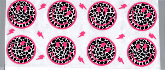 16oz Pink Black&White Smiley Faces Kids