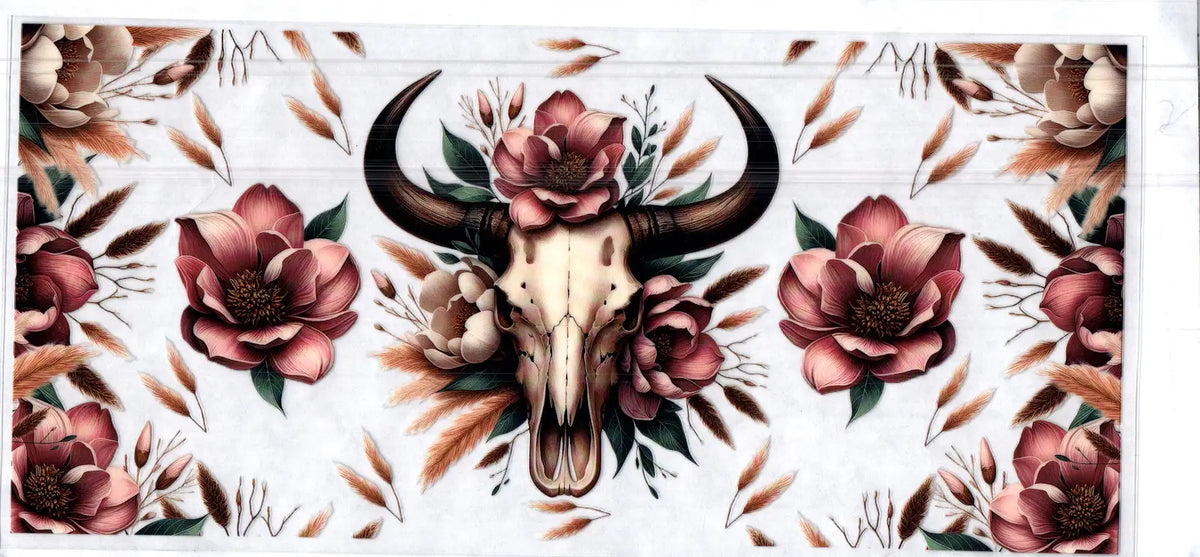 16 oz longhorn skull flowers misc 122