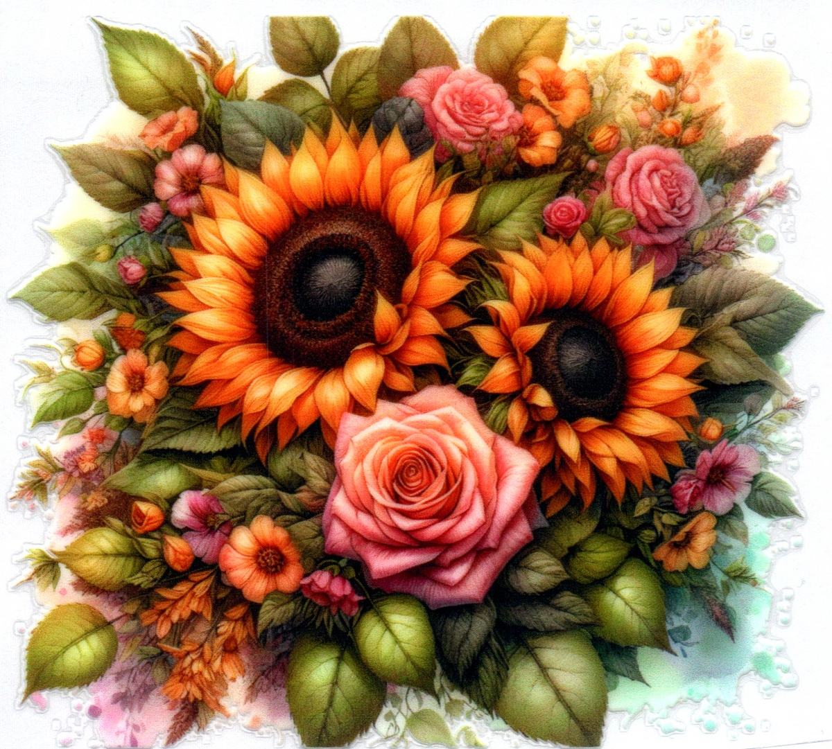 Sunflowers and roses Misc. Single Decal 122