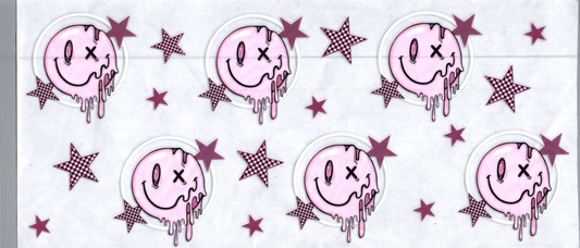16oz Pink/Purple Drippy Smiley Faces Kids