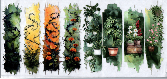 16oz Brush Stroke Green & Orange Flowers 123