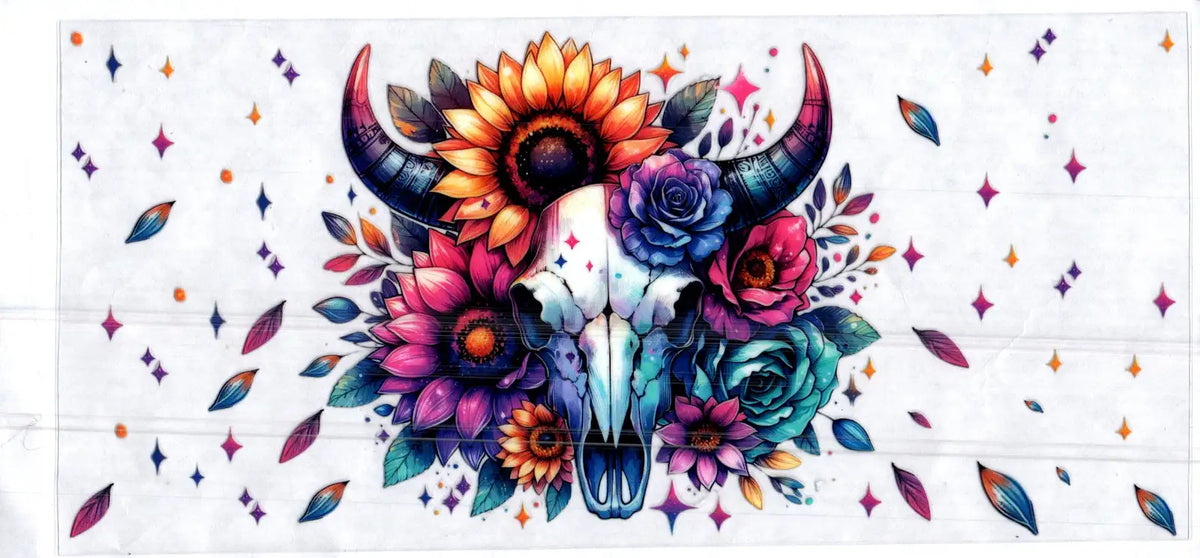 16 oz longhorn skull teal magenta misc 123