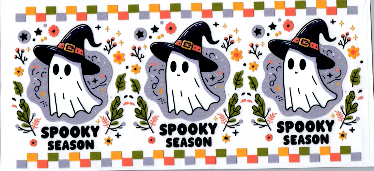 16oz spooky season ghosts checker border  halloween 125