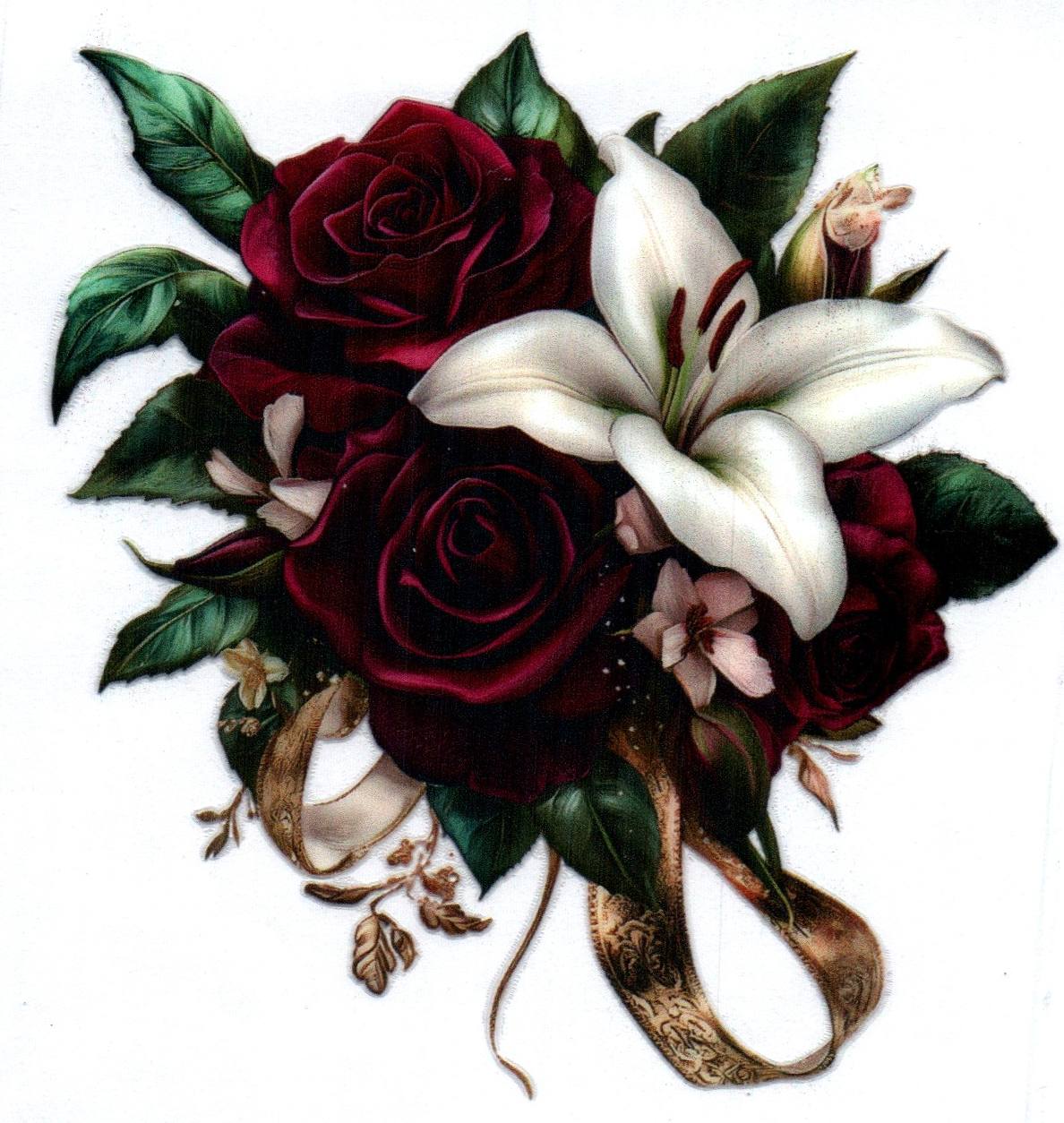 Red Roses & Lily Misc. Single Decal 127