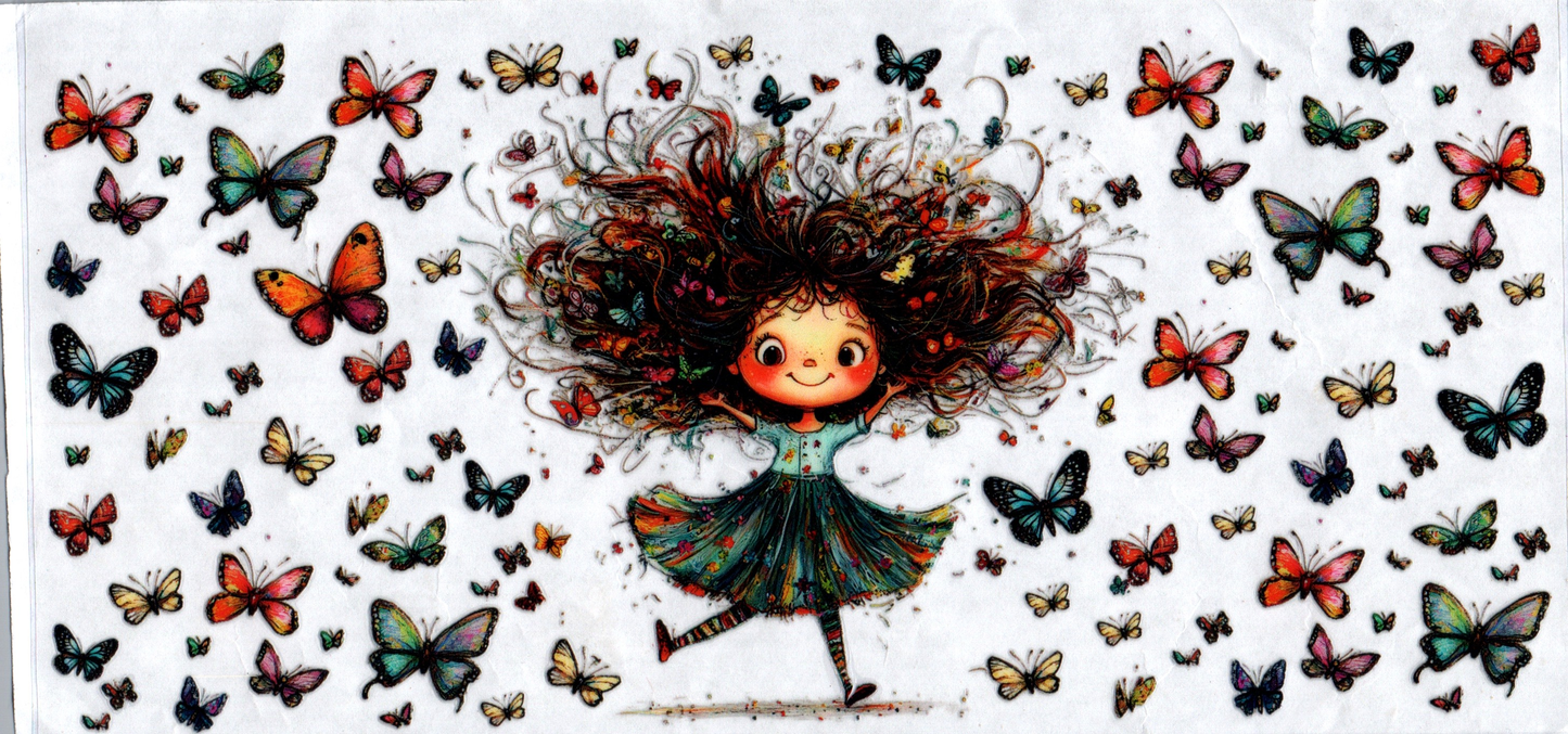 16oz Wild Hair Girl w/Butterflies Kids