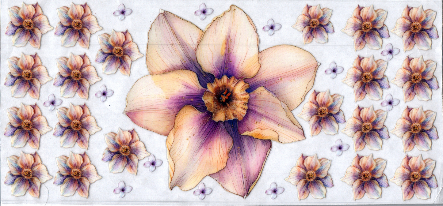 16oz Big tan and purple flower 128