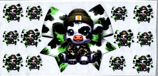 16 oz B/W/G spotted Bow Chartt cow in camo jacket 128
