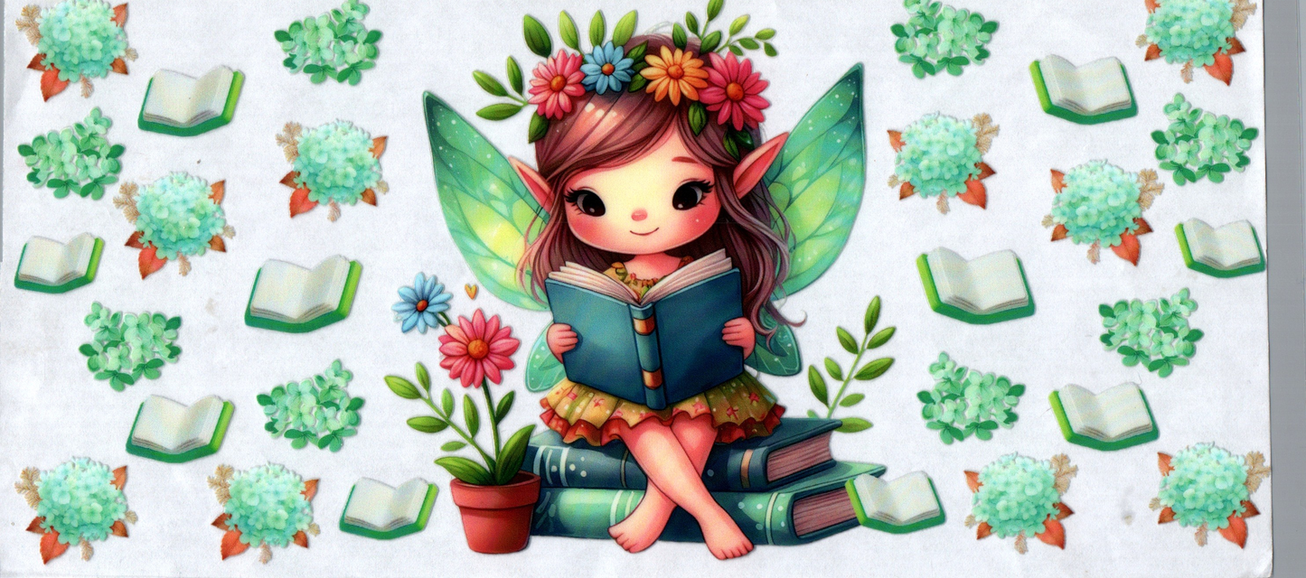 16 oz little girl fairy reading a book