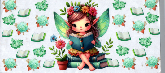 16 oz little girl fairy reading a book