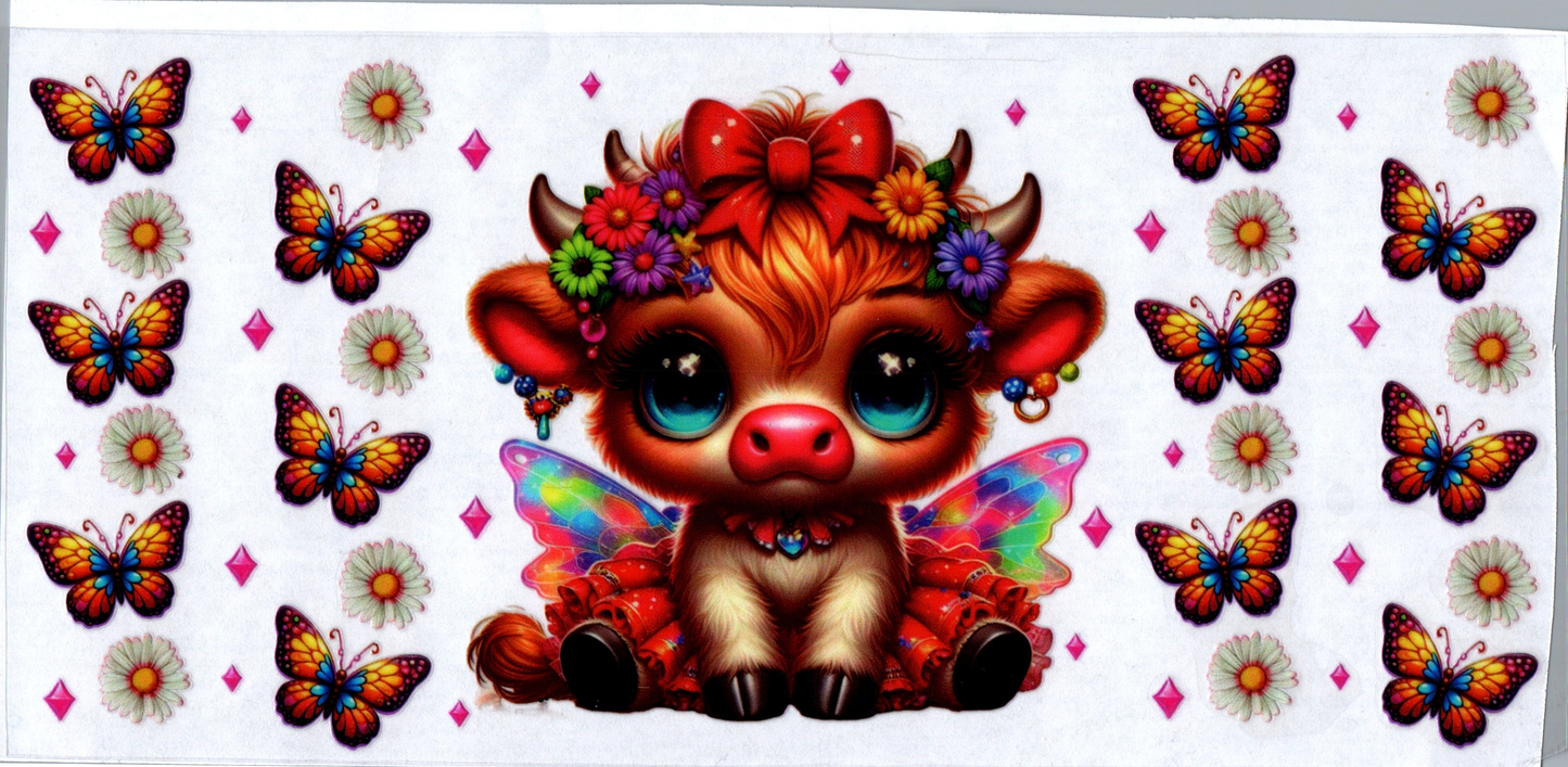 16 oz Baby Cow in red dress & butterflies 13