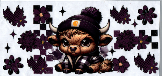 16 oz Flannel Jack & beanie Cow W/ Flowers 130