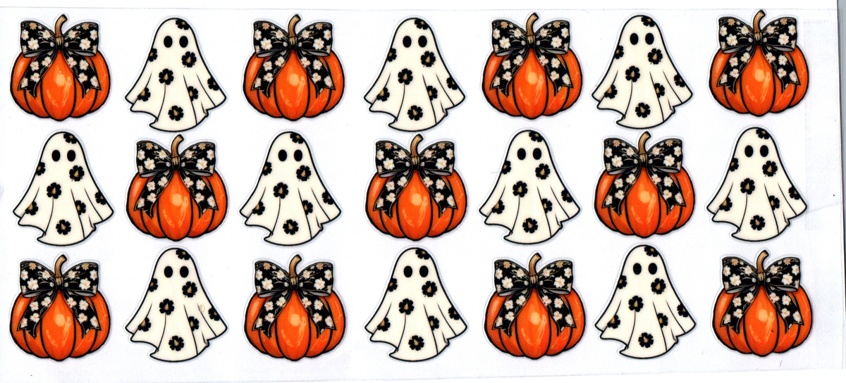 Flowered Ghost and Pumpkins 16oz