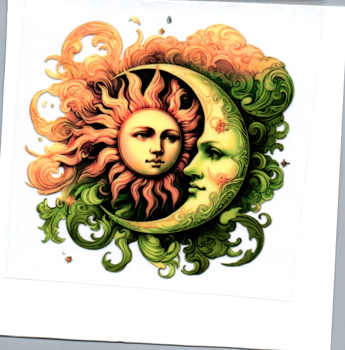 yellow qrange red sun green moon Single Decal 130