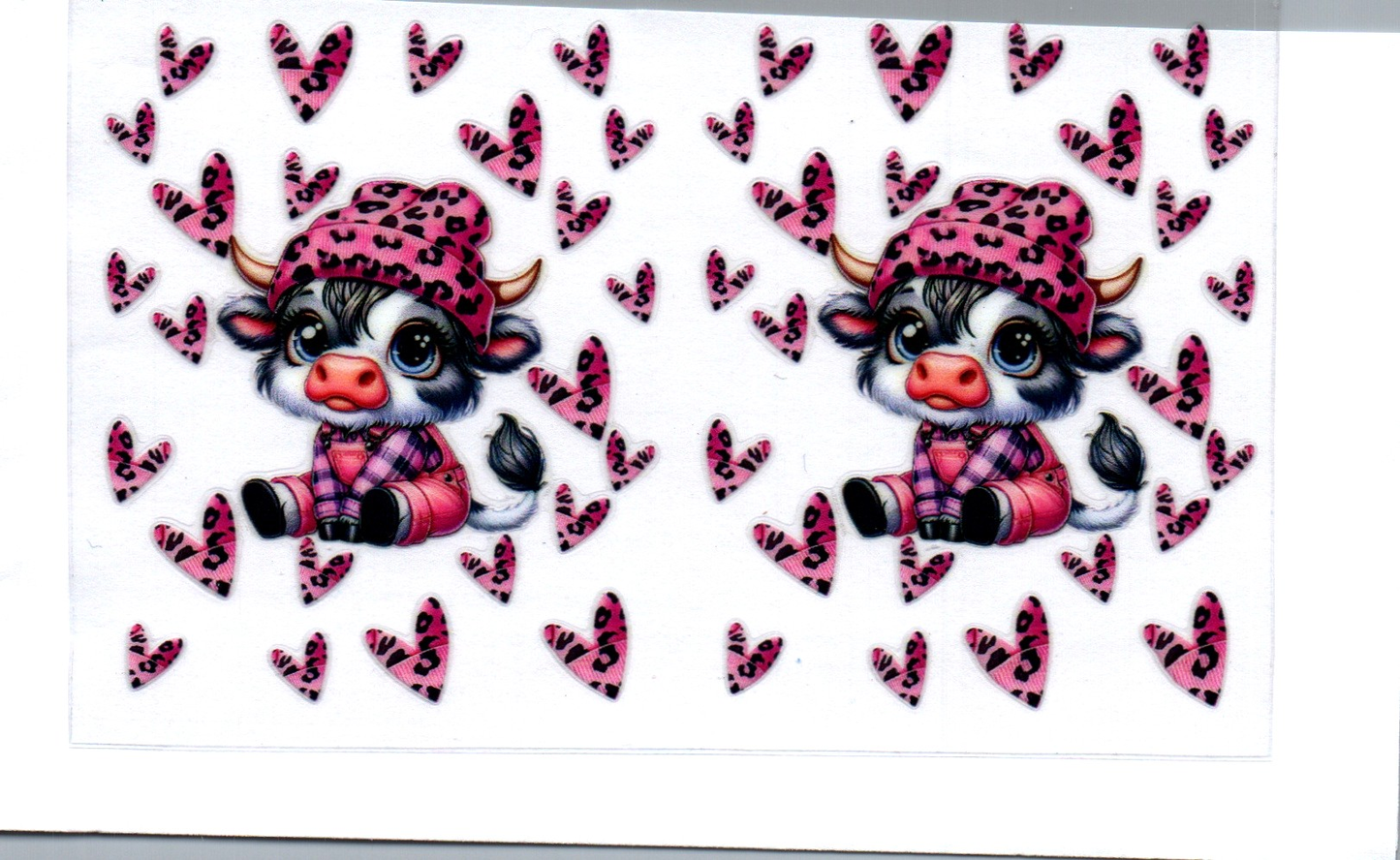 Highland Cow w/pink leopard hearts Spray Bottle Wrap 13