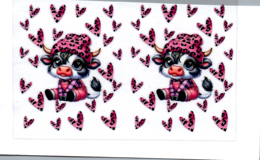 Highland Cow w/pink leopard hearts Spray Bottle Wrap 13