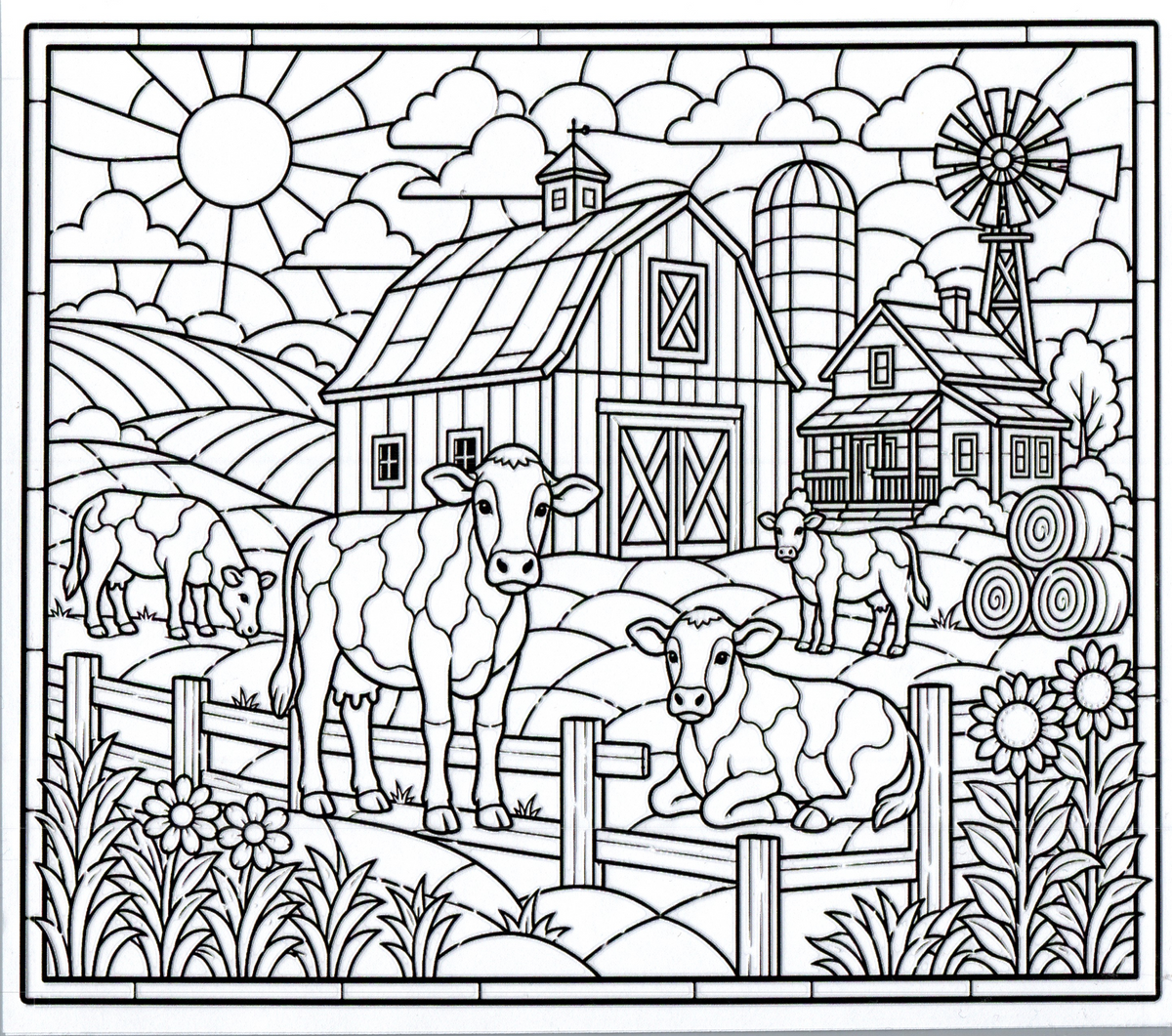 cow farm stained glass 20oz 13