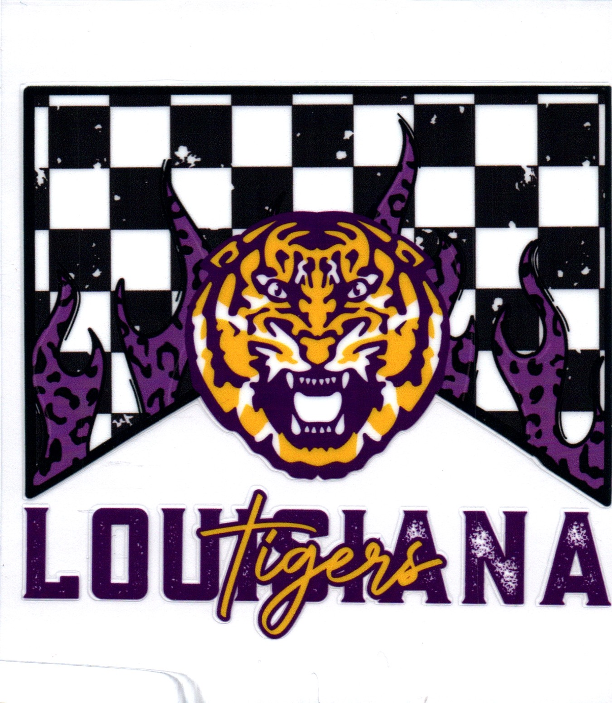 LA tigers checkered Single Decal football 13
