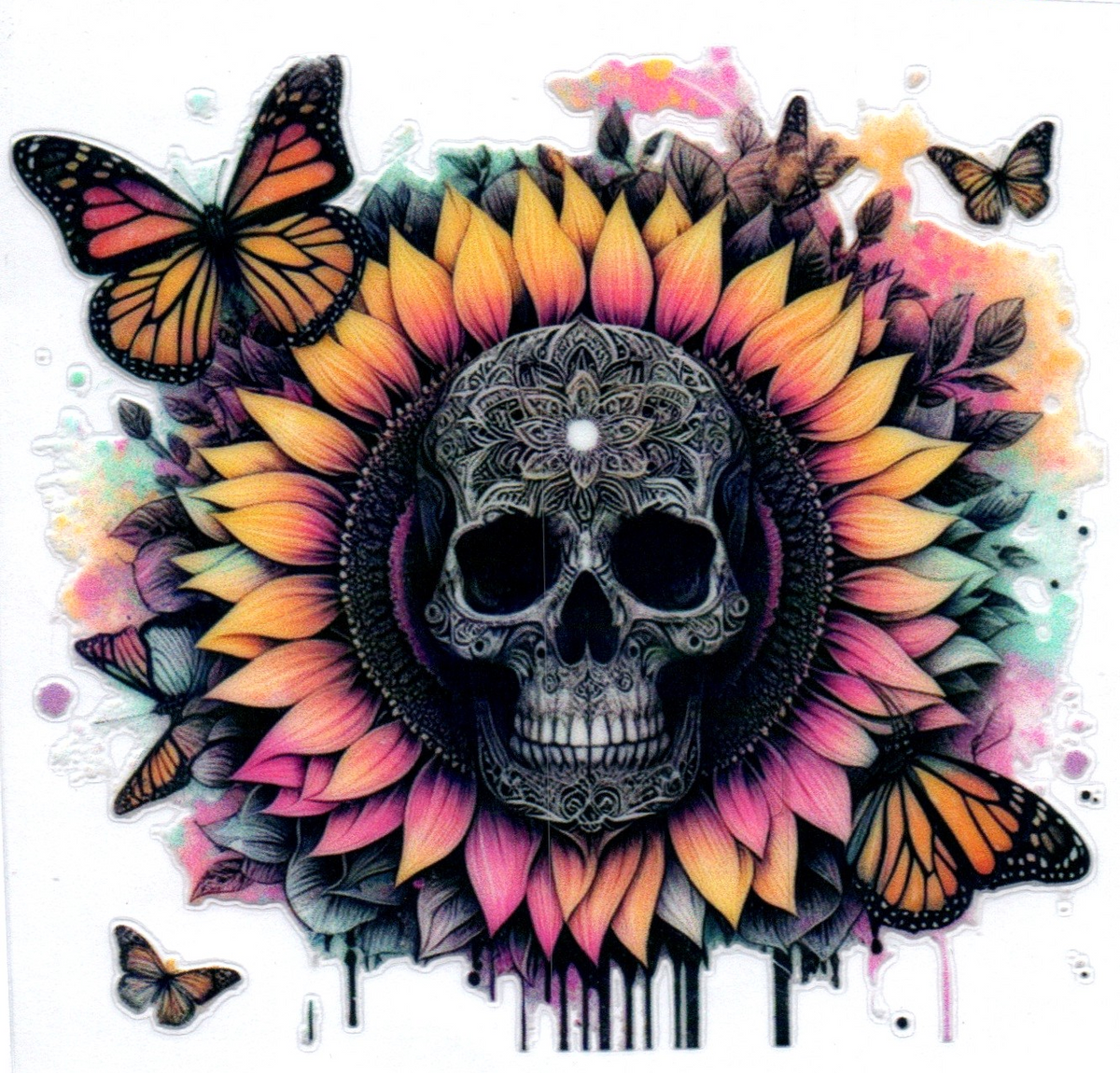 Skull in Sunflower Single Decal 13