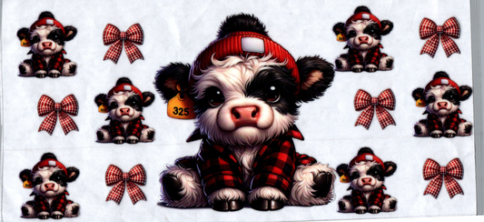 16 oz Red and Black flannel Cow 133