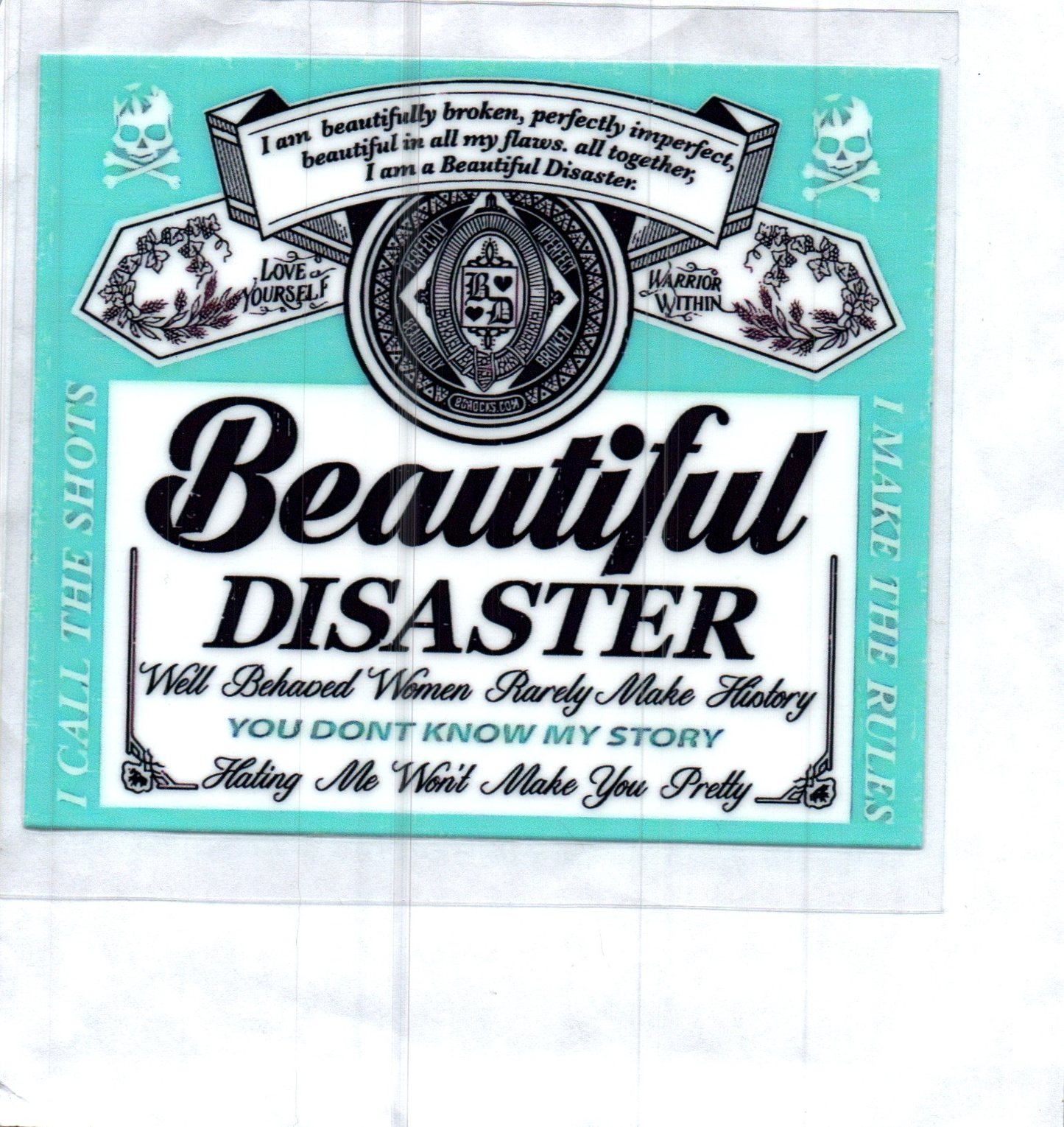 Teal Beautiful Disaster Decal