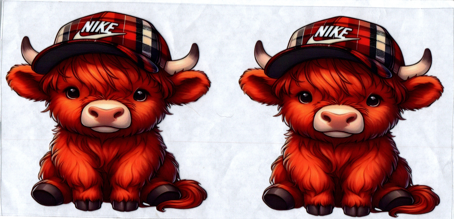 16 oz red and white checkered Swoosh hat Cow 136