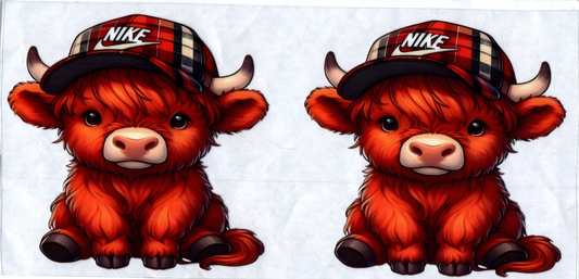 16 oz red and white checkered Swoosh hat Cow 136