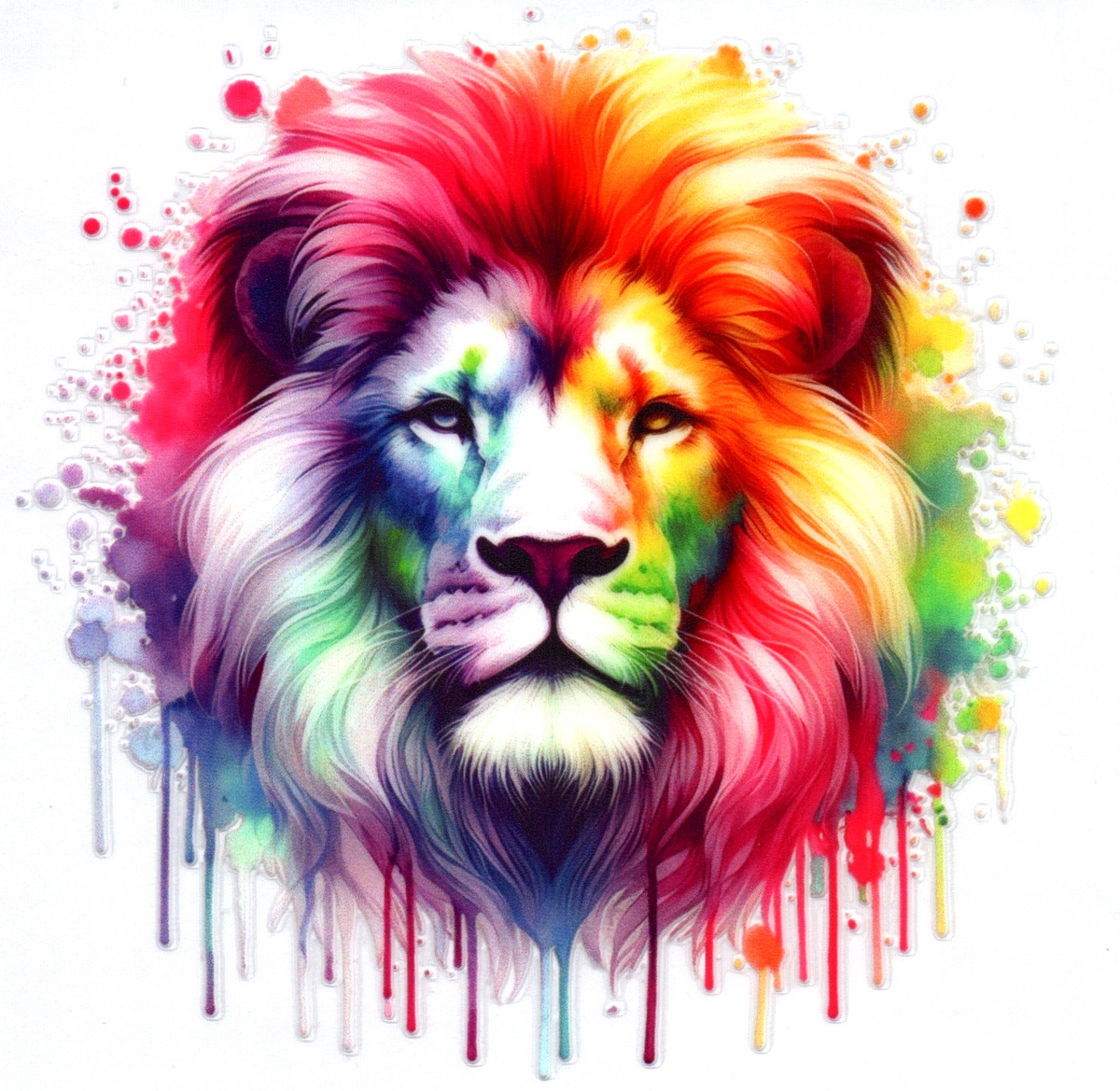 Rainbow Haired Lion Single Decal 13