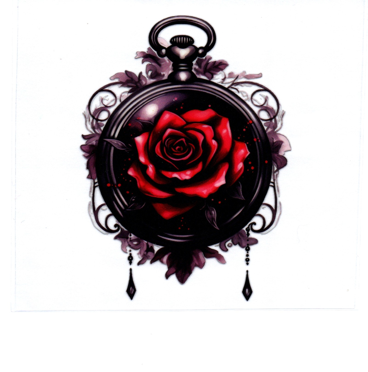 black stop watch red rose Single Decal 140