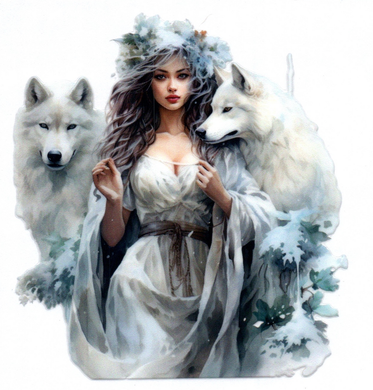 Lady w/white wolves 14