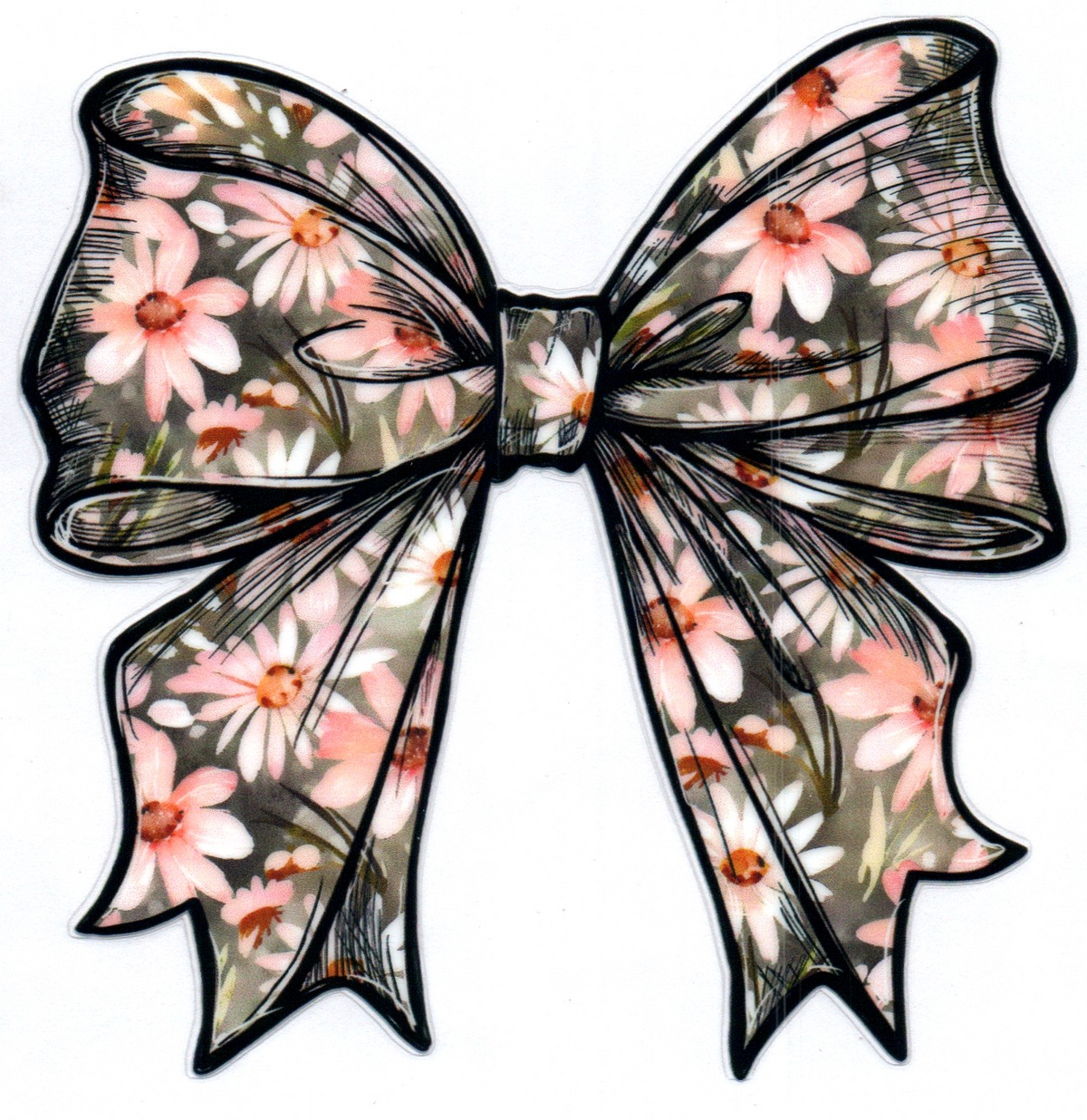 Bows w/Pink flowers Single Decal 14