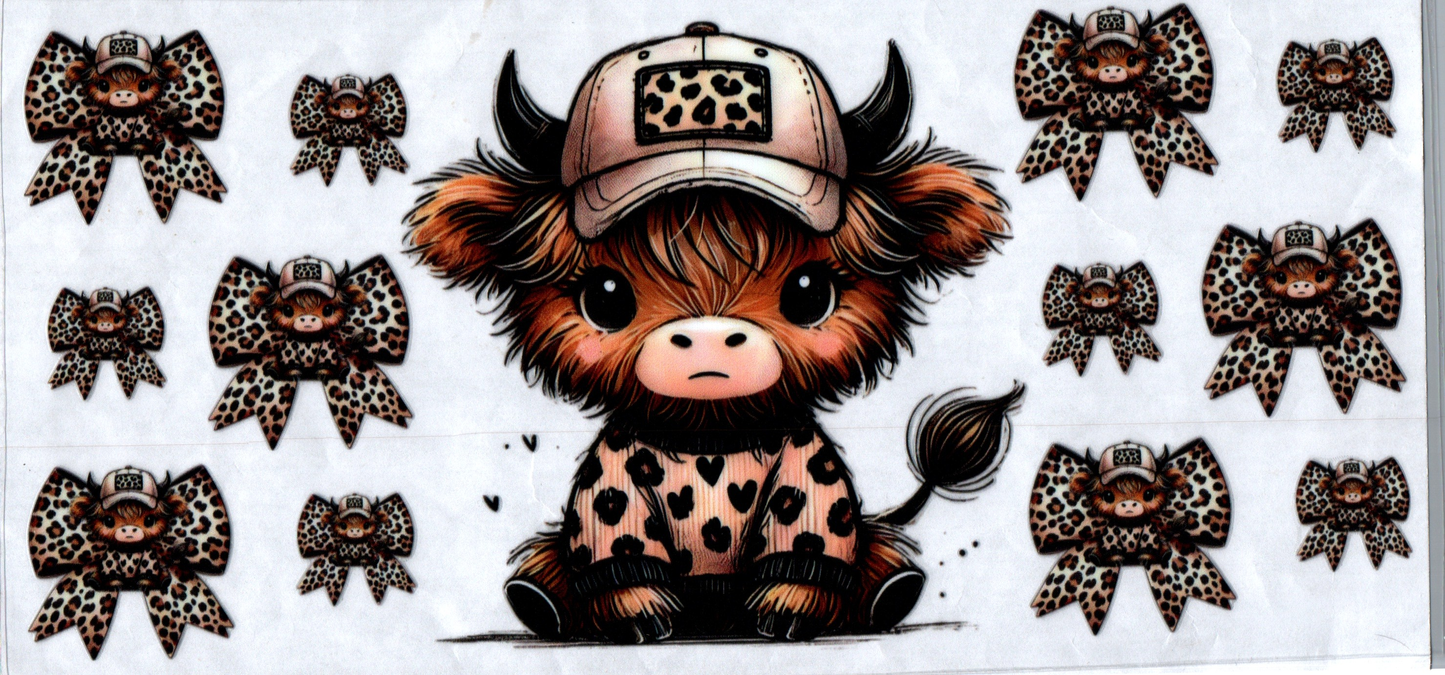 16 oz Leopard print cow in sweater & hat 143