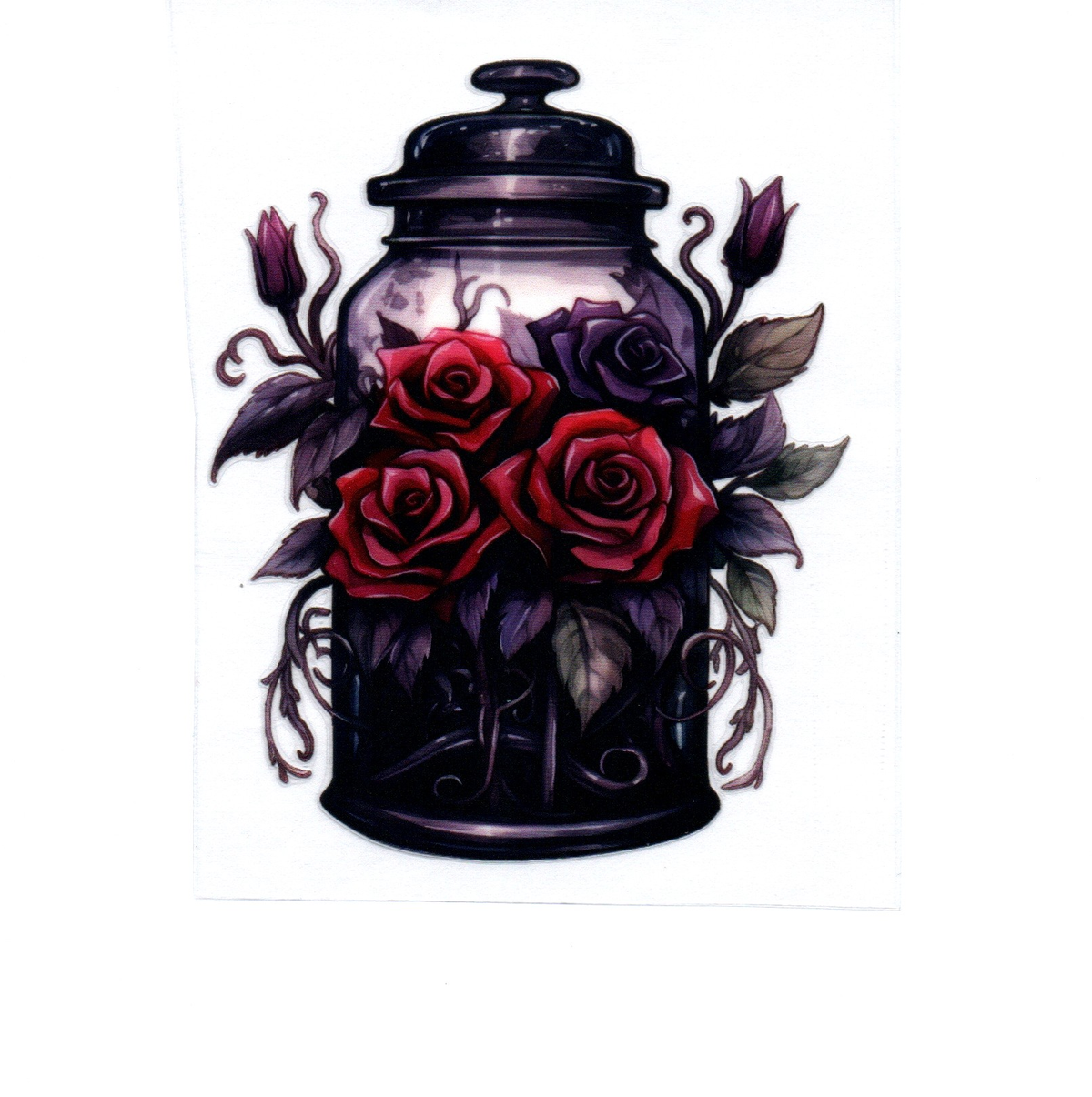 gallon glass jar red roses Single Decal 143