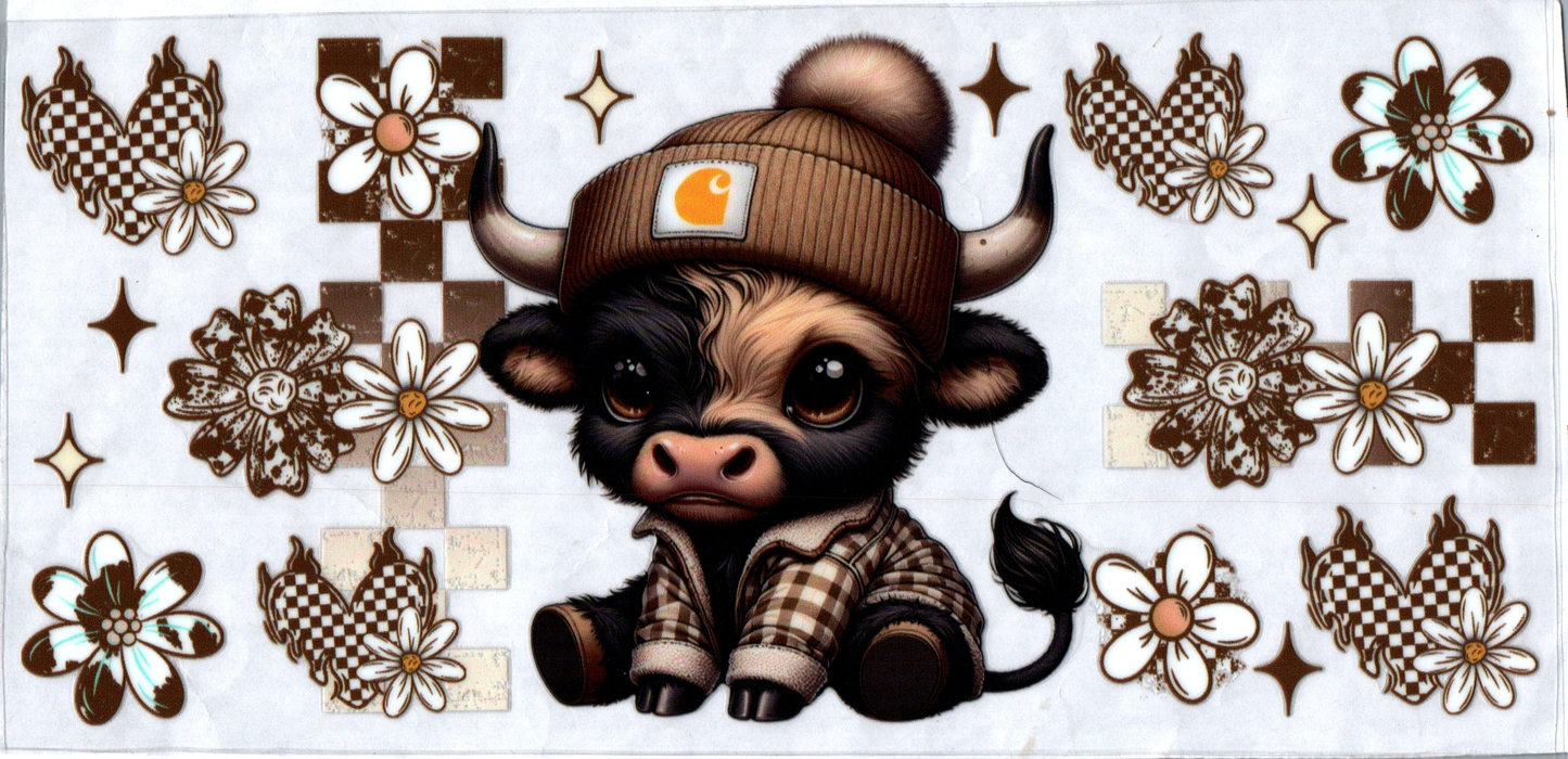 16 oz Black & Tan 2faced cow checkered print 144