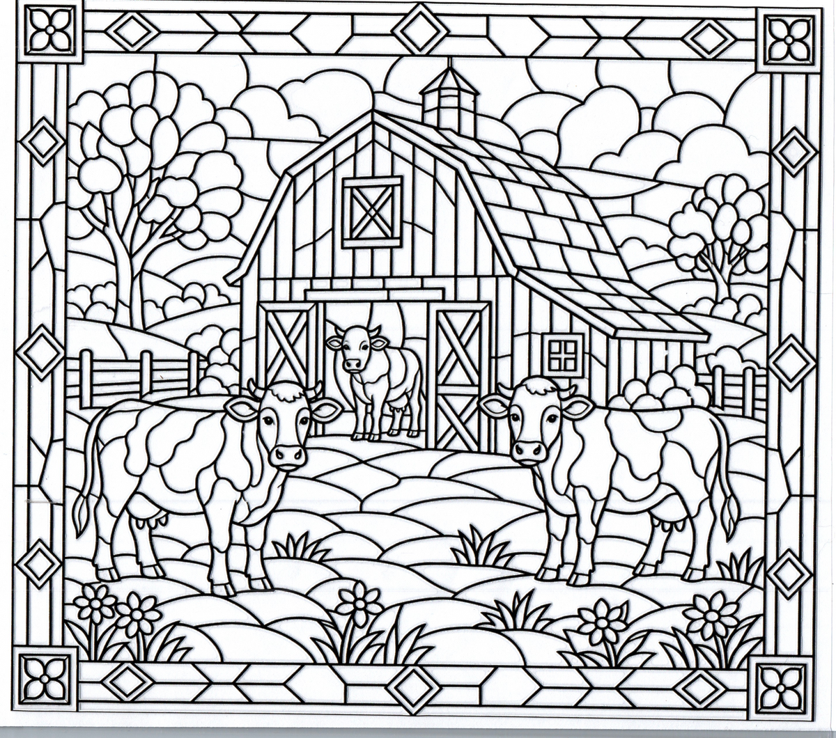 cow farm standing stained glass 20oz 14