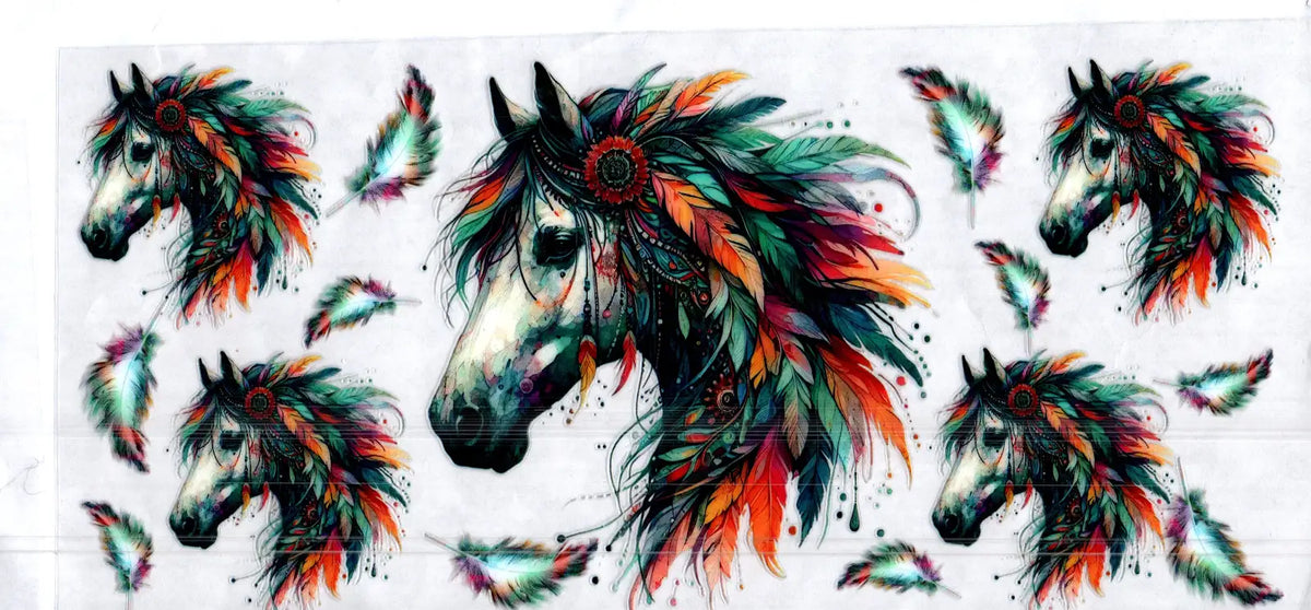 16 oz orange green feather horses misc 146