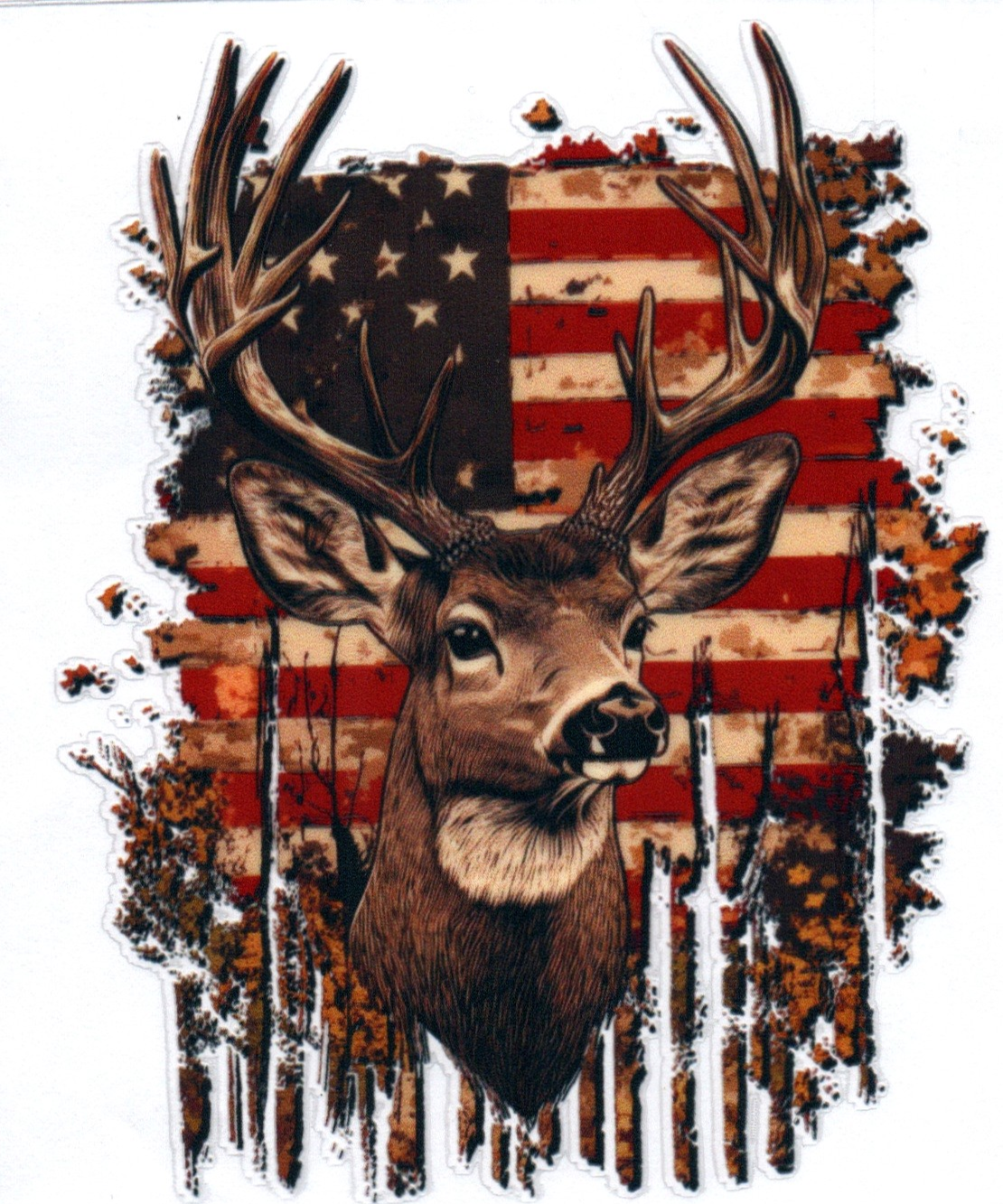 Deer and flag Single Decal 146