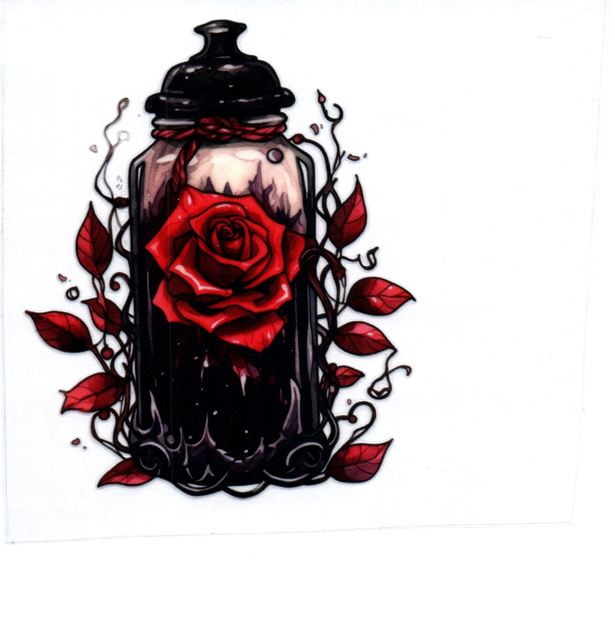 tall glass canister red roses Single Decal 147