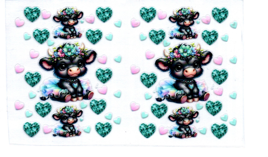 Highland Cow w/rainbow tutu Spray Bottle Wrap 14A