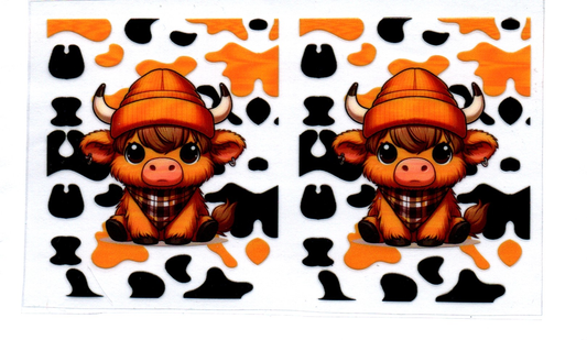Highland Cow w/orange/black camo Spray Bottle Wrap 14B