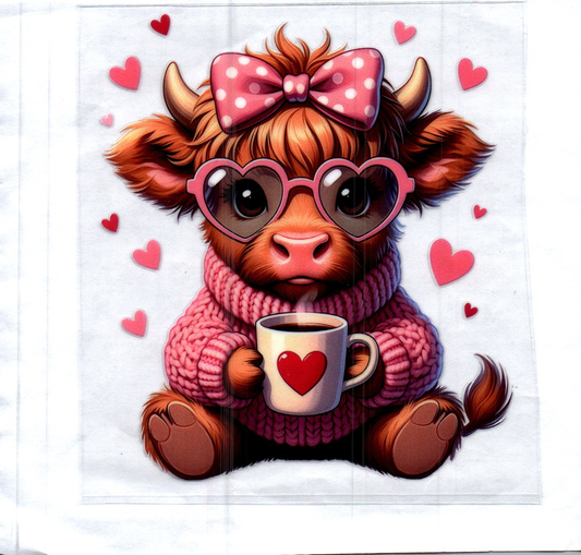 Cow w/heart mug Decal