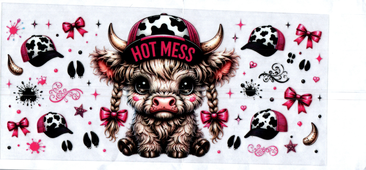 16 oz Hot mess Highland Cow Quotes 1