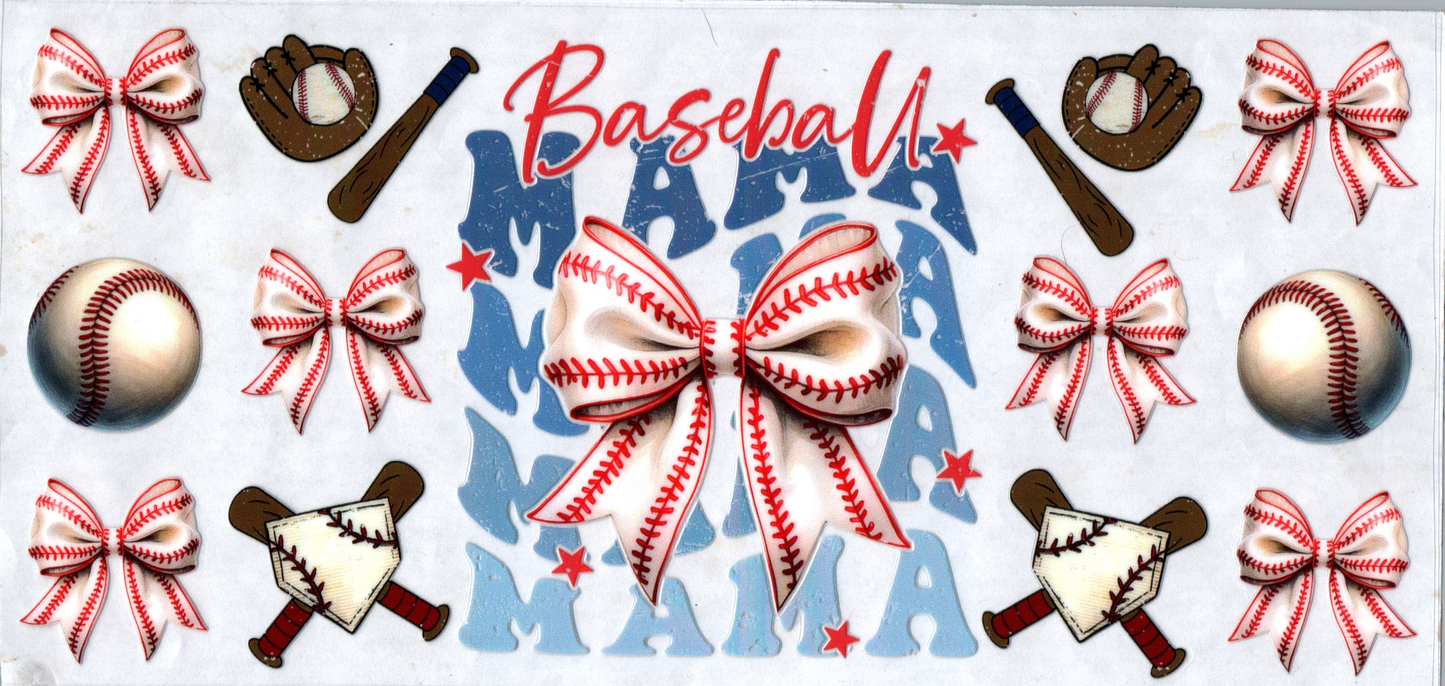16 oz baseball Mama w/bow 15