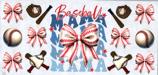 16 oz baseball Mama w/bow 15