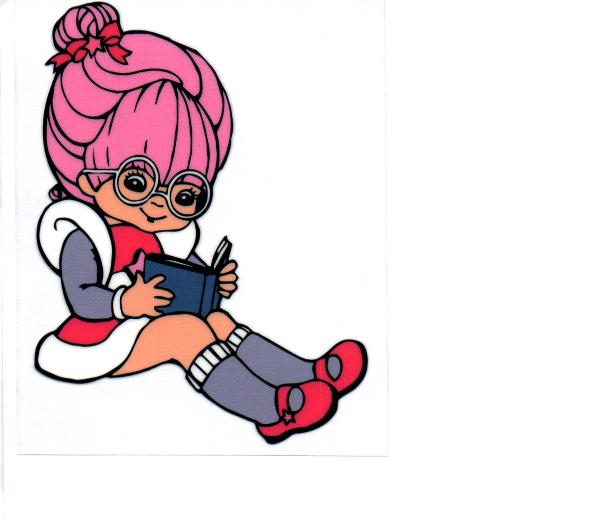 cartoon girl pink hair bun DECALS 150