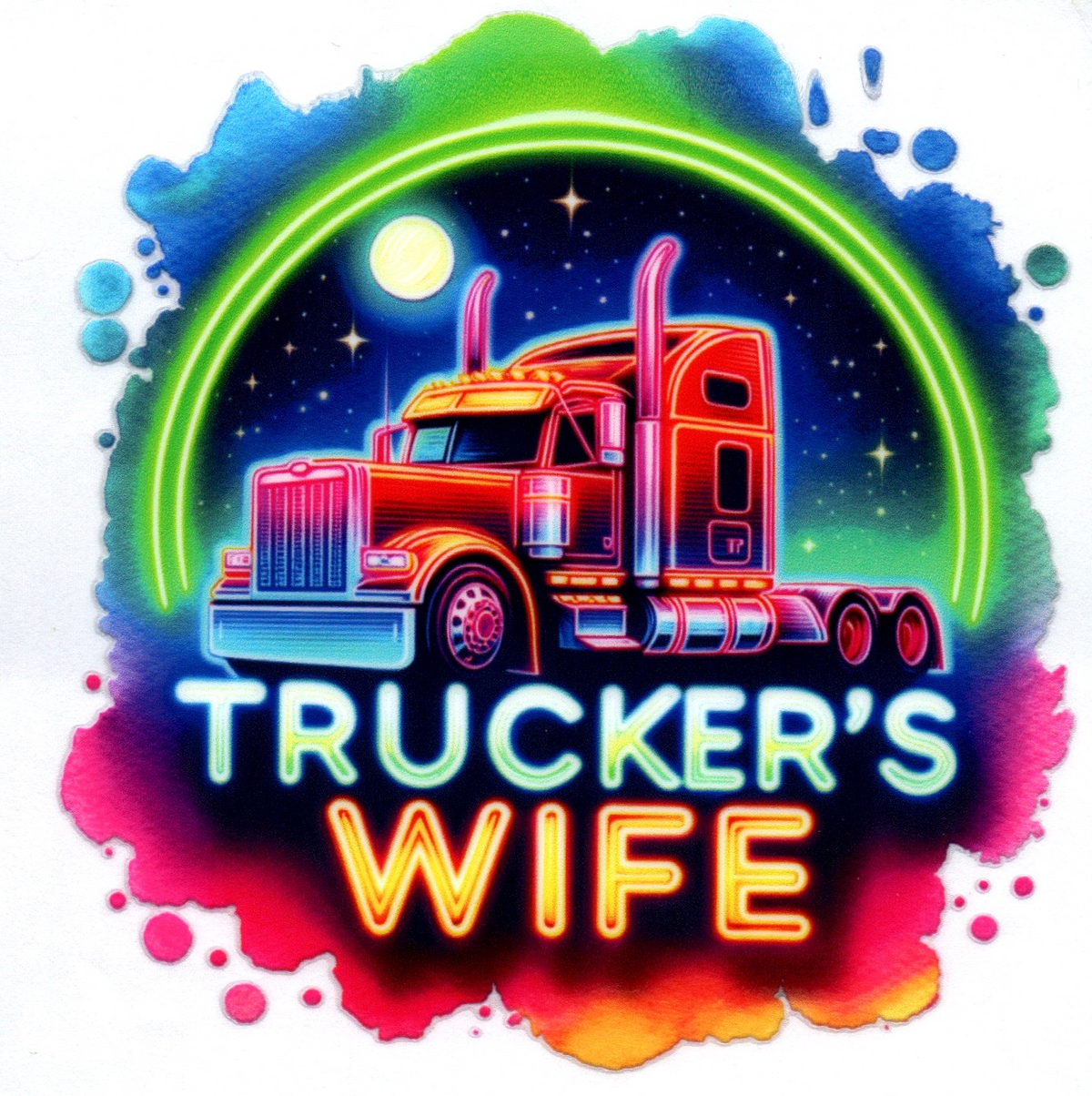 Neon Truckers Wife Single Decal 150