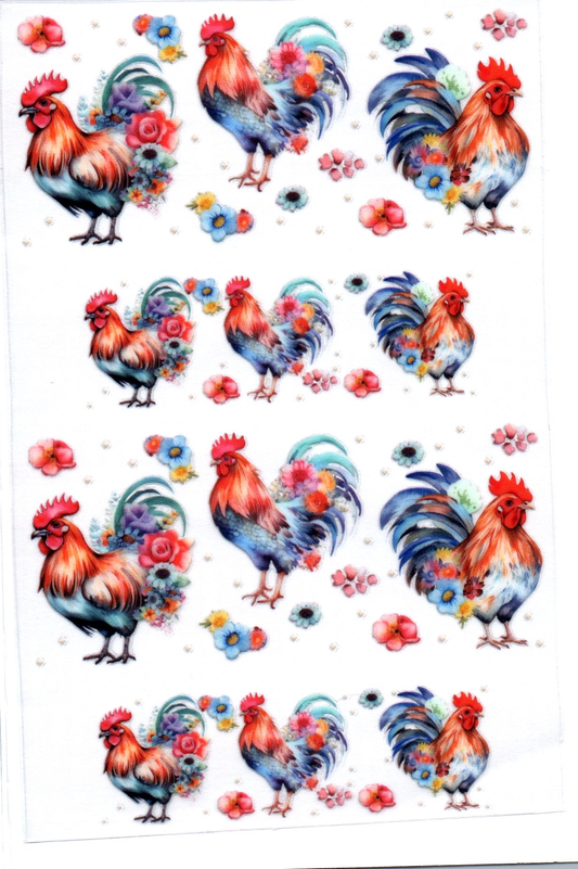 Roosters/Chickens 2 Key Chain Wrap Double 151