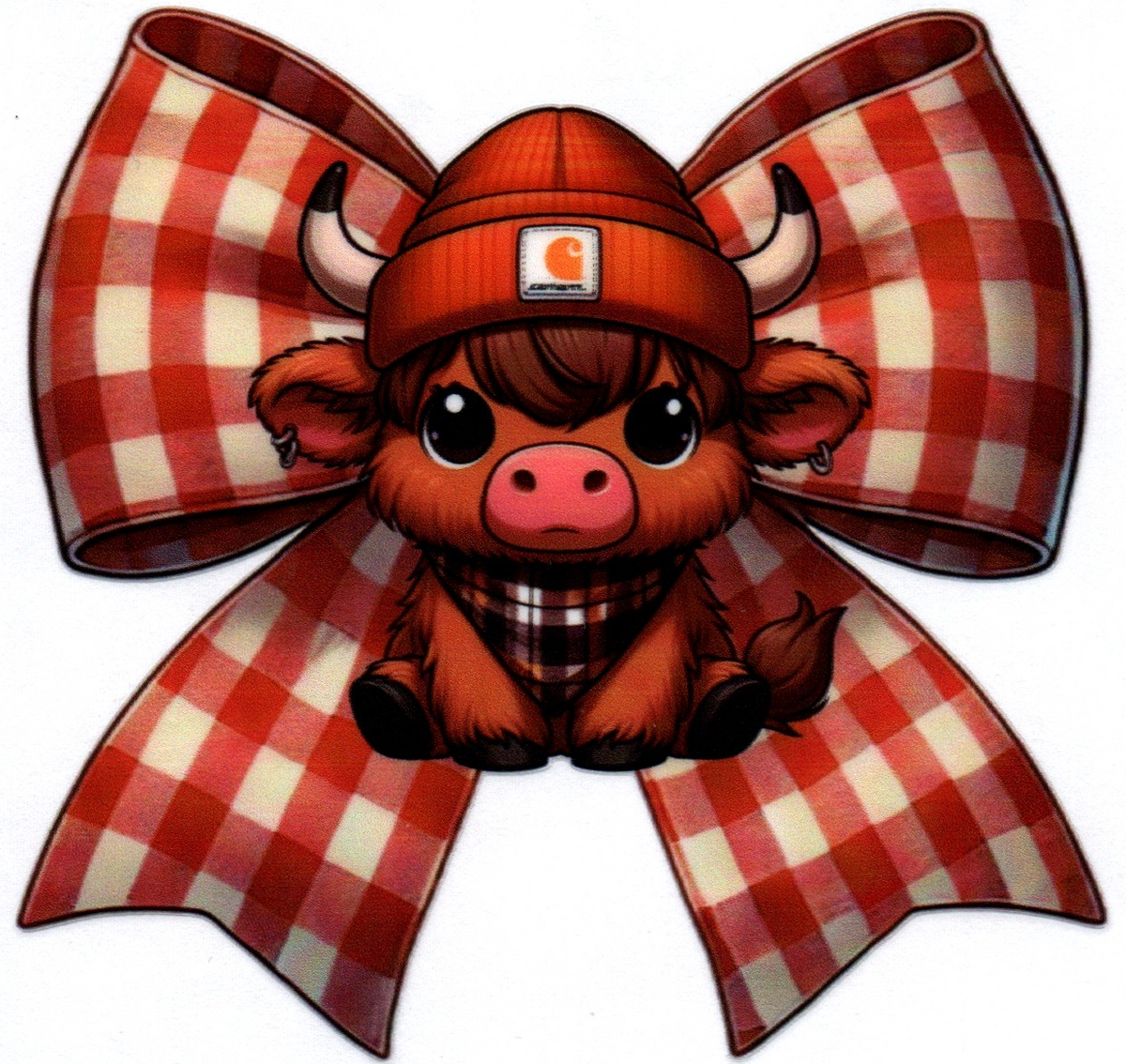 Cow w/plaid bow Misc. Single Decal 15