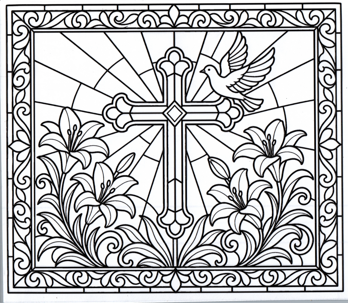 cross dove flowers stained glass 20oz 15