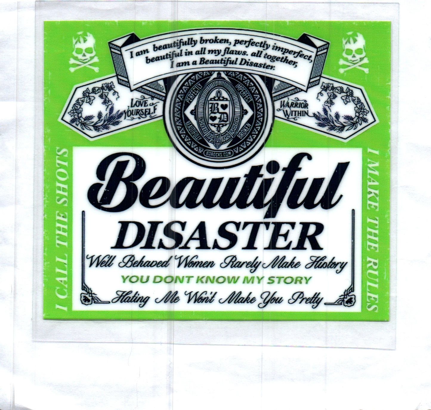 Green Beautiful Disaster Decal
