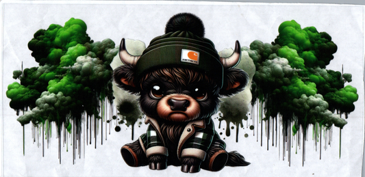 16 oz Cow in Leather Jacket with Green & Gray Smoke 157